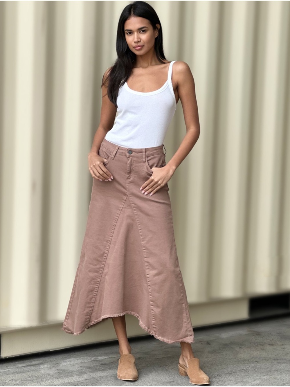 Wash Lab Selma Pieced Denim Maxi Skirt